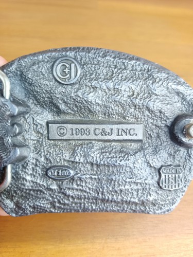 Vintage Cowboy Belt Buckle Horse And Buggy Track C+J INC. USA 1993 - Picture 3 of 8