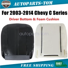 Driver Bottom Leather Seat Cover & Foam Dark Gray For Chevy Express 2003-2014