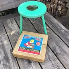 1950s Childs Turquoise Wooden Giant Magnifier Magnifying Glass Ant Burner Stool