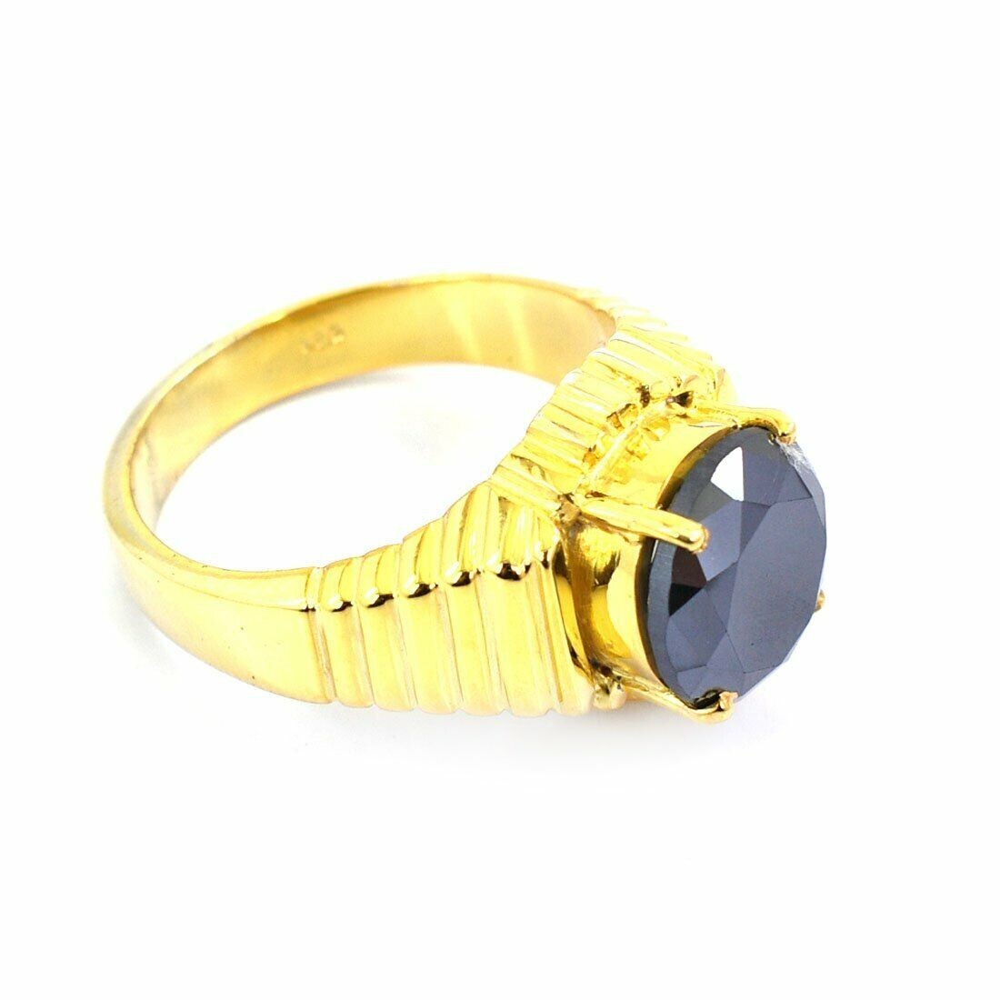 5 Ct Black Diamond Ring In Yellow Gold Finish Quality AAA Certified ...