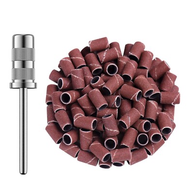 100 Stück 3mm Schleifbänder 180# + 2 Dorn-Bits – Für Nagelbohrer, Maniküre & Pediküre