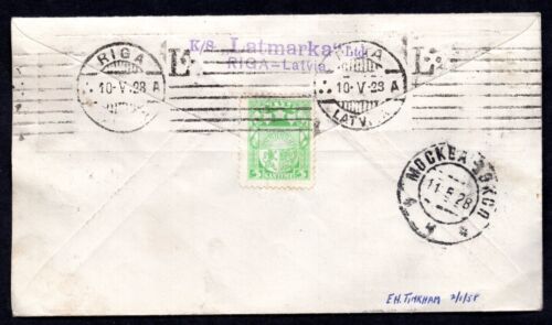 LATVIA TO RUSSIA 1928 AIR MAIL FRANKED Sc. #CB6-CB8 TIED RIGA TO MOSCOW - Picture 2 of 2