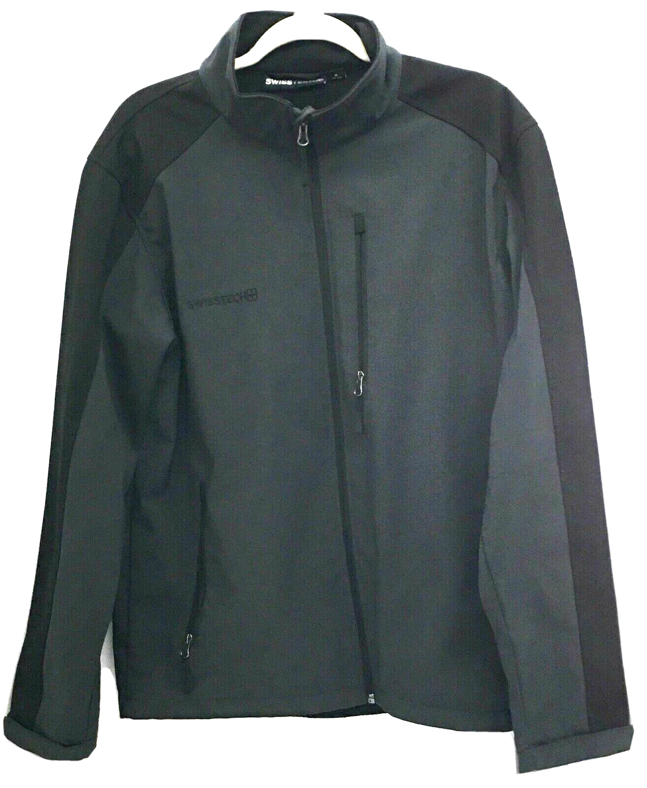 SwissTech Mens Performance Jacket Sz 38-40 Softshell Black Gray Full Zip