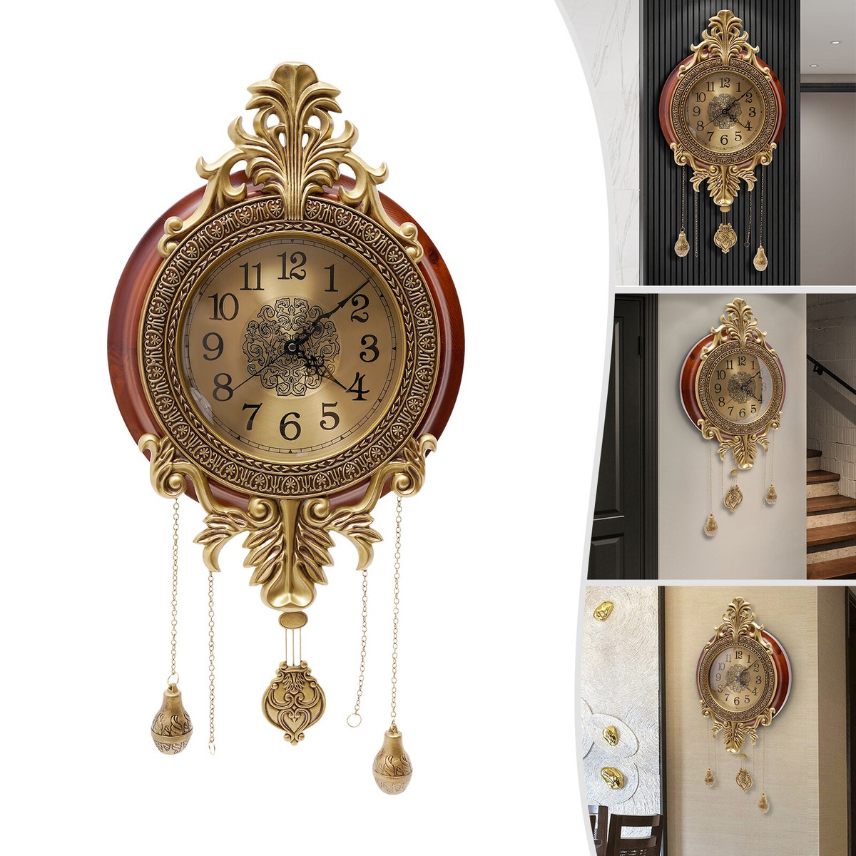 インテリア時計 antique wall clock Vintage Wall Clock Battery Quartz Operated Silent Clock with