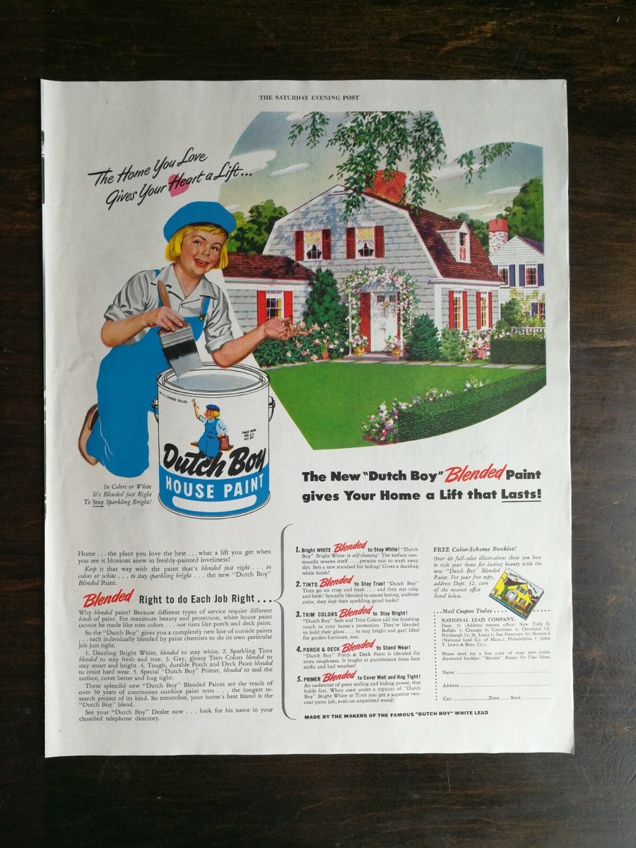 Vintage 1945 Dutch Boy House Paint Full Page Original Color Ad | eBay