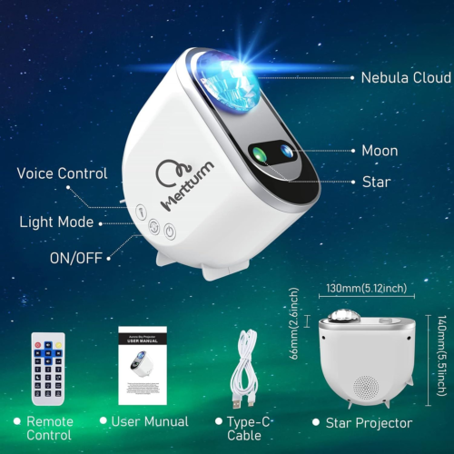 MERTTURM Galaxy Aurora Projector, 3 in 1 LED Northern Lights Star... - Picture 7 of 10
