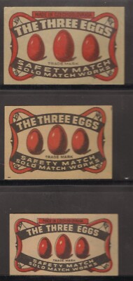 MATCHBOX ETIKETTEN TSCHECHOSLOWAKEI - drei Eier x3 verschiedene, Export -**