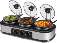 Triple Slow Cooker 3X1.5 Quart Electric Slow Cooker Buffet Server, Food Warmer C