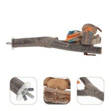 Natural Wood Bird Perch Stand with Parrot Grinding Claw Stick Toy