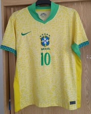 Brazil Neymar Jersey 10 Yellow and Green Size Large Retro
