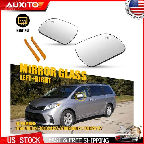 Pair Heated Left Right Rearview Mirror Glass Fit For Toyota Sienna 2011-2019 2PC