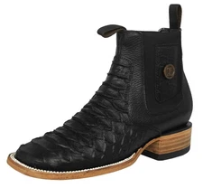 Mens Black Chelsea Boots Snake Print Ankle High Rodeo Wear Botas Hombre Vaquero