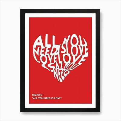 The Beatles All You Need Is Love 1 gerahmtes Wandbild Poster Leinwanddruck Bild