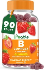 Lifeable Vitamin B Complex - Great Tasting Strawberry Flavor Gummy - 90 Count