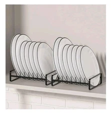 2 Pack Plate Holders Organizers 8 Slots Upright Cabinet Dish Drying Racks Metal