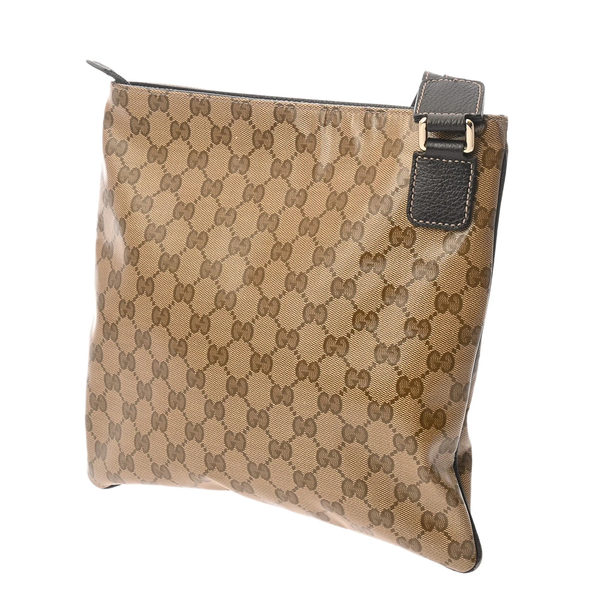 Gucci — Gucci GG 264217 Shoulder Bag PVC / Leather Brown #WB3324
