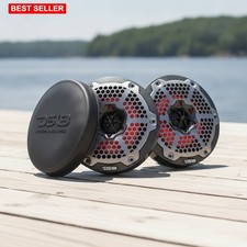 Marine Speakers 6.5In 2-Way RGB Lights Waterproof Coaxial UV Stable Drilled