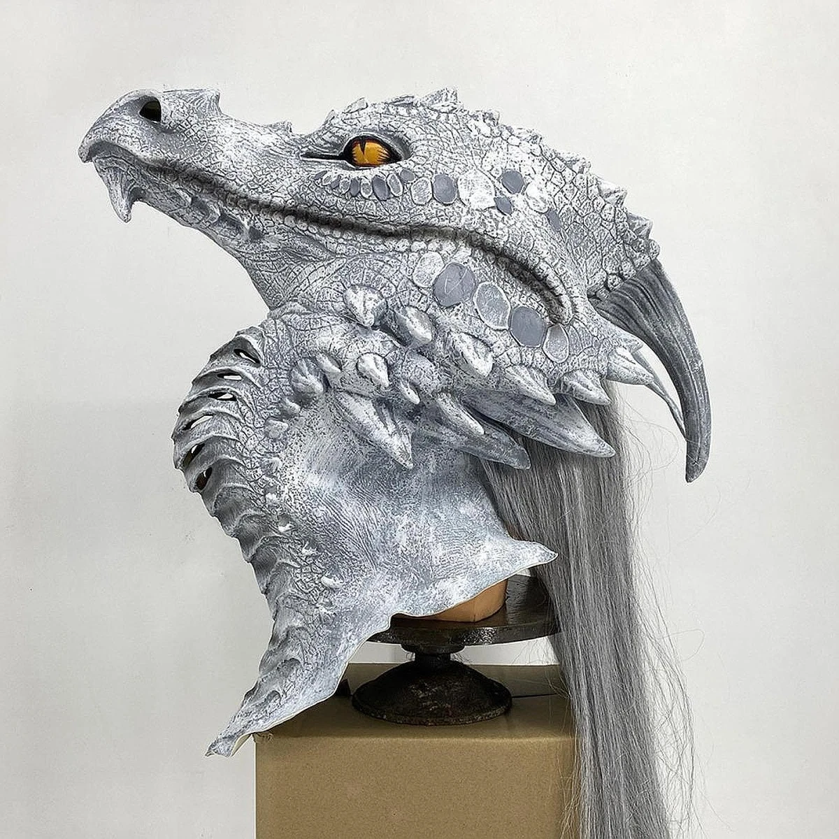 AYBUY Costume da Drago per Bambini, Tutina da Drago per Ragazzi Ragazze con Ali Maschera Guanti e Ala Posteriore, Costume Dragon Onesies Bambini per Carnevale Halloween Cosplay, L