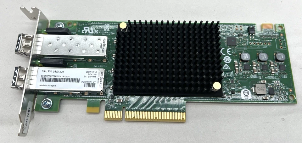 Emulex 03GX431 LPe31002 16Gb FC SFP+ Dual Port Low Profile Host Bus Adapter - Image 3 of 4