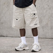 FUBU Vintage Y2K Cargo Shorts Mens Size 36 Beige Streetwear Baggy Hip Hop 90s
