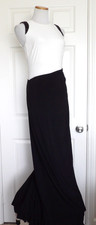 NWT Authentic RALPH LAUREN Black/Ivory Sequined Jersey Evening Gown Size 8