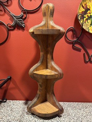 Vintage Wooden Corner Knick Knack Display Shelf- Country Farmhouse Handmade SH4