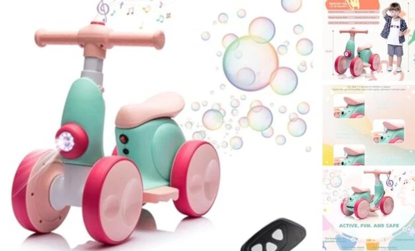 6V Electric Baby Balance Bike for 1 Year Old Boys Girls Ride on Toys Green&red