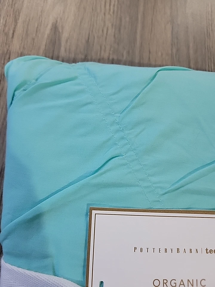 Funda nórdica Pottery Barn Teen orgánica con diamantes acanalados azul verdoso doble #N10 Foto 4 de 4