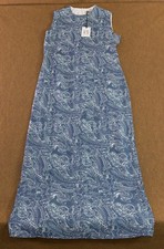 Epik Womens Medium Blue Paisley Sleeveless Crew Neck Lined Harp Slip Dress NWT