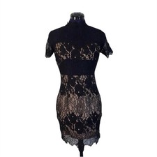 Black and Beige Lace Short Sleeve Dress Women’s Size Small