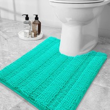 Chenille Striped Rugs U-Shaped 24x20, Extra Soft and Absorbent Bathroom Rugs,...