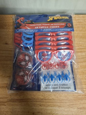 Marvel Spider-Man Favor Pack 48 Pc Birthday Thank You Bag Fillers & 8 Masks Lot