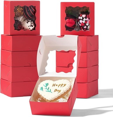 3¼'' x 3¼'' x 1½'' 50PCS Chocolate Truffle Red Boxes for 4，Cookies Boxes Soap Boxes