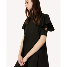RED VALENTINO Ruffle jersey Dress Women Size XS Black Genuine