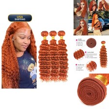 26 Inch 300g 3 Bundle Human Hair Deep Wave Ginger Orange