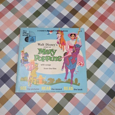 1965 Walt Disney's Story Of Mary Poppins Book with 33 1/3 RPM LLP 302 EUC L@@K!!
