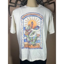 Rip Curl Luz Solar Heritage Tee Cream Snake Sun Graphic Size L