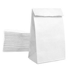 Paper Lunch Bags 50 Count Large White Lunch Bags Kraft White Paper Bags 8LB W...