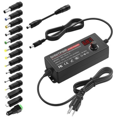 Multi-Voltage AC/DC Power Adapter 3V-24V 72W with LCD Display & 14 Connectors