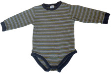VTG 2002 GYMBOREE Smooth Sailing Retro Striped L/S Bodysuit 12-18M Navy Gray