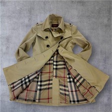 Burberry London Womens Double Trench Coat Nova Check Beige M Japan