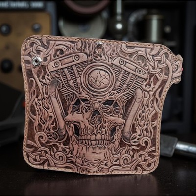Handcrafted Skull Wallet Genuine Leather for Men   Personalized Skeleton