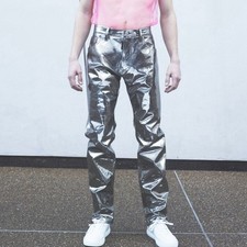 Dsquared2 silver metallic leather jeans, men ...
