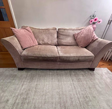 Furniture Village beige 3, 2 & single seater sofa with footstall and cushions