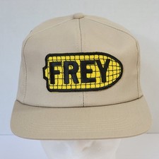 Vintage Frey Corn Patch Tan Snapback Hat K-Products Made In USA