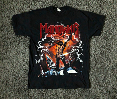 MANOWAR Rare Vintage T-shirt 94/95 Kings of Metal Tour Black Size XL