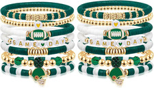 Game Day Football Charm Bracelet for Women Men, Sports Jewelry for Football Fans