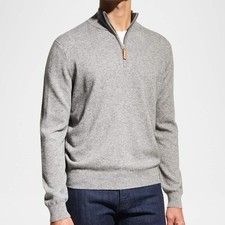 Neiman Marcus Mens Wool Cashmere 1/4 Zip Swea...