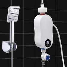 Instant Electric Bathroom Hot Water Heater With Shower Head White 110V 3500W