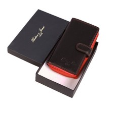 Hudson & James Ladies RFID Safe Designer Real Leather Purse Card Women Wallet Zi